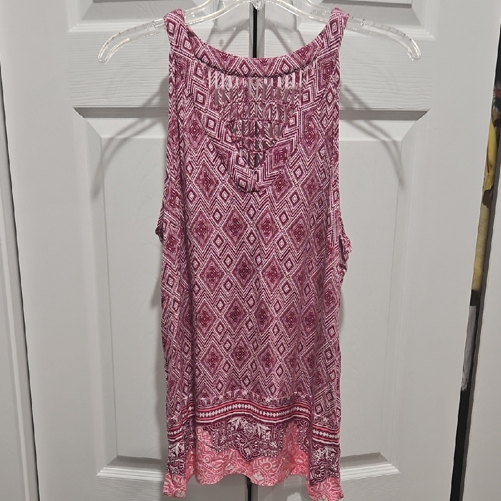 Skies Are Blue - Pink and White Sleeveless Tank Top